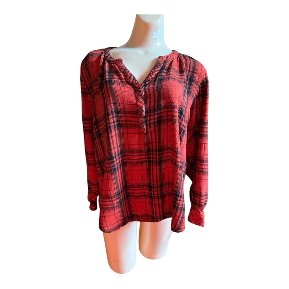 Universal Thread Red Plaid Women's Top, Soft Flannel, XL